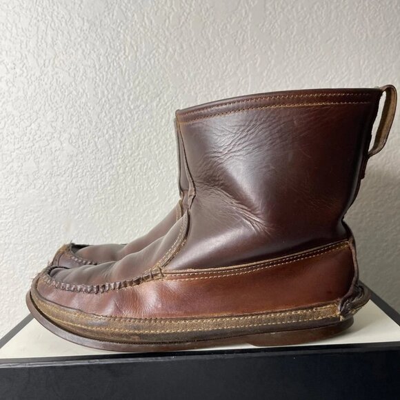 G.H. Bass & Co Wilton Brown Leather Boots Fur Pull On Men's Size 9 US - Picture 4 of 14